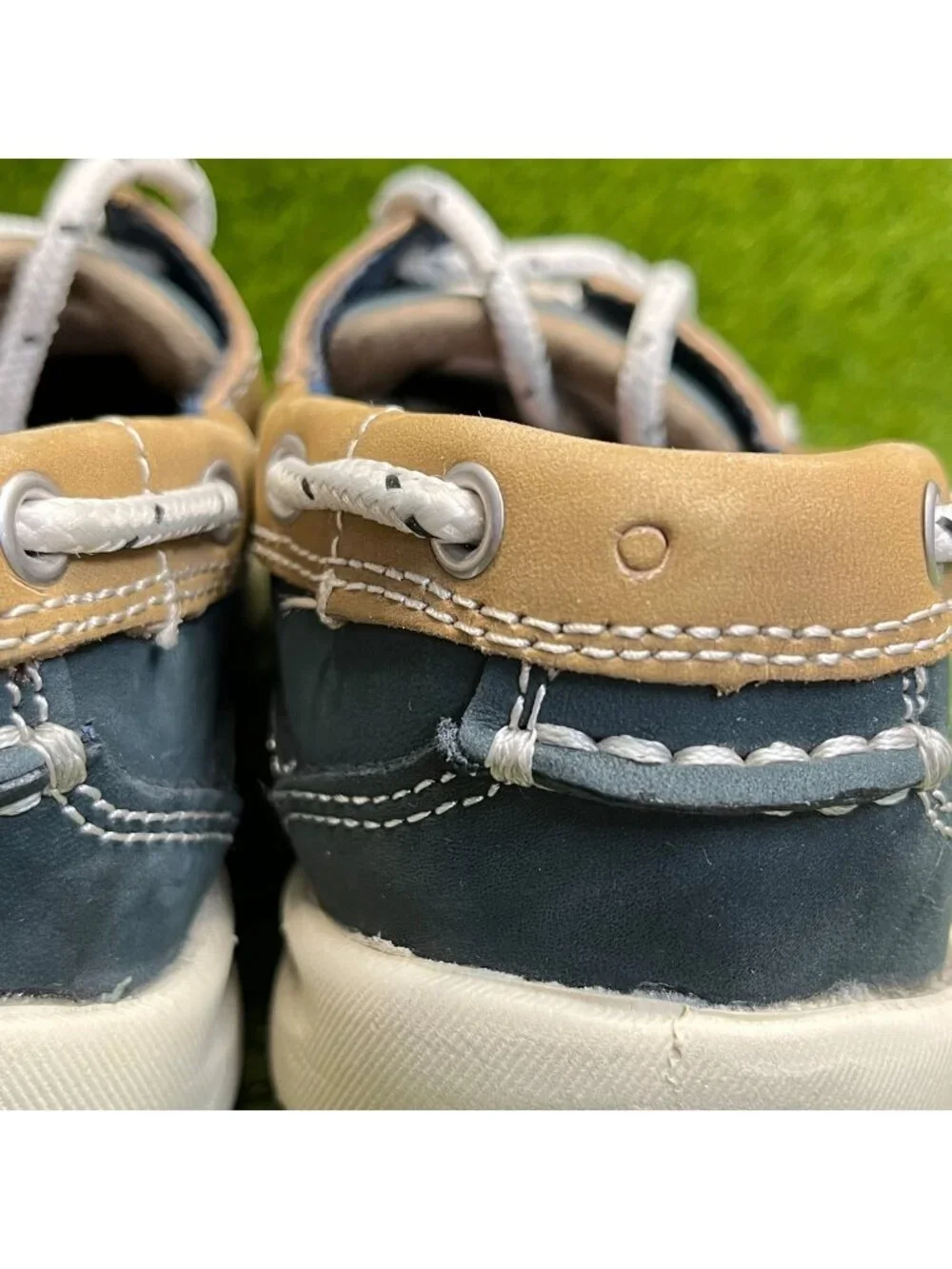 Rockport Sailing Club Womens Size 7 Green Tan Leather Steel Toe Safety Work Shoe